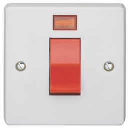 Crabtree Capital 45A 1-Gang DP Cooker Switch White with Neon