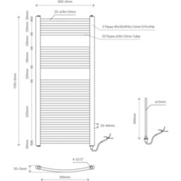 Flomasta 1100mm x 500mm 853BTU Chrome Curved Electric Towel Radiator