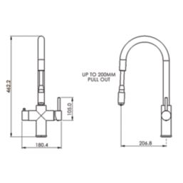 ETAL Cygne Pull-Out Style 3-in-1 Instant Boiling Water Kitchen Tap Matt Black