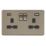 Knightsbridge  13A 2-Gang SP Switched Socket + 4.0A 20W 2-Outlet Type A & C USB Charger Antique Brass with Black Inserts