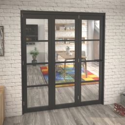 Green & Taylor  3-Door 1-Clear Light Primed Black Wooden Shaker Internal Bi-Fold Door 2060mm x 1794mm