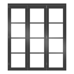 Green & Taylor  3-Door 1-Clear Light Primed Black Wooden Shaker Internal Bi-Fold Door 2060mm x 1794mm