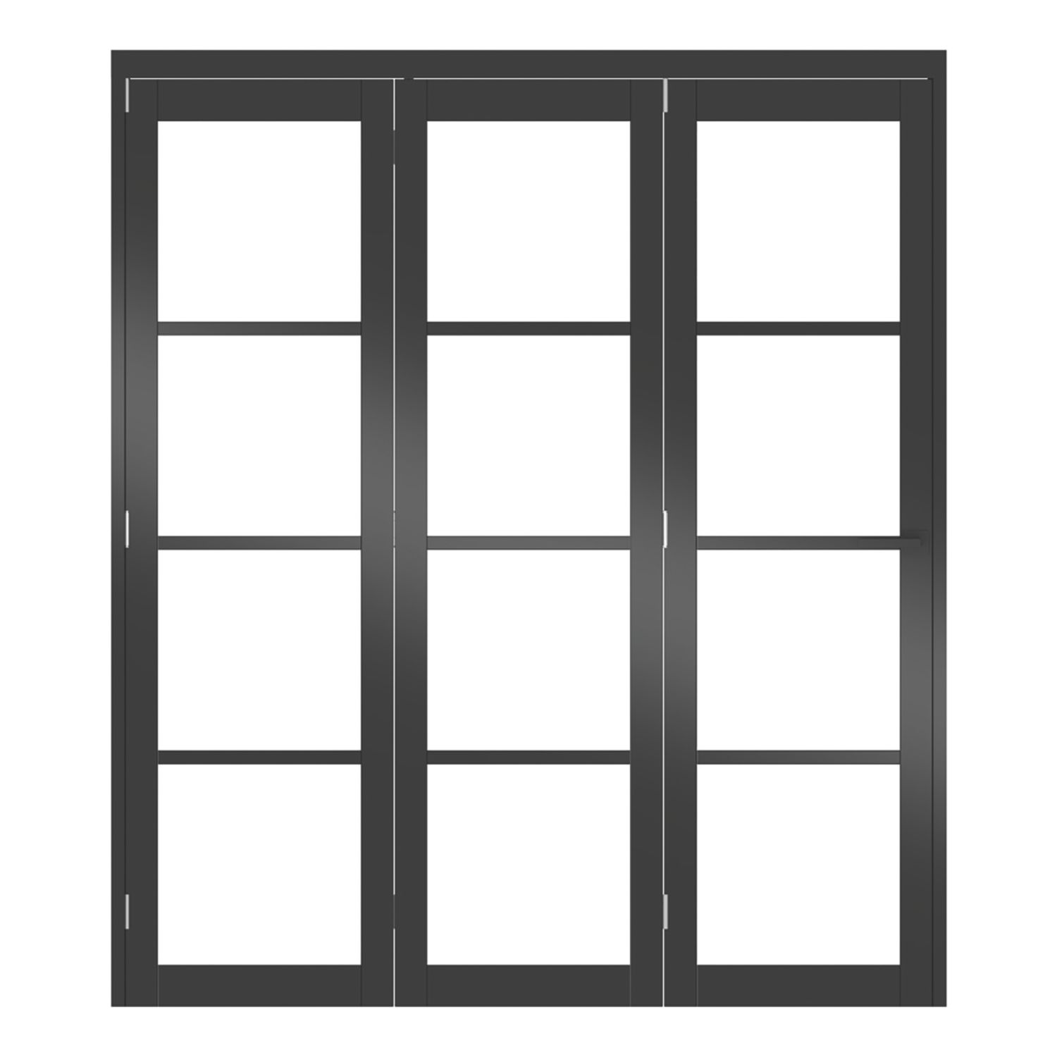 Green & Taylor 3-Door 1-Clear Light Primed Black Wooden Shaker Internal Bi-Fold Door 2060mm x 1794mm (986CT)