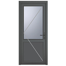 Crystal  1-Panel 1-Obscure Light Left-Hand Opening Anthracite Grey uPVC Back Door 2090mm x 890mm
