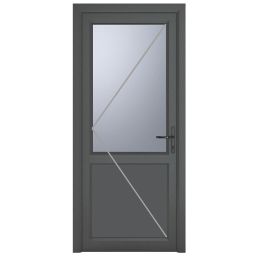 Crystal  1-Panel 1-Obscure Light Left-Handed Anthracite Grey uPVC Back Door 2090mm x 890mm