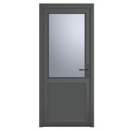 Crystal  1-Panel 1-Obscure Light Left-Handed Anthracite Grey uPVC Back Door 2090mm x 890mm