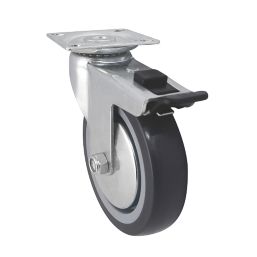 Essentials Heavy Duty TPR Braked Swivel Castor 100mm Grey