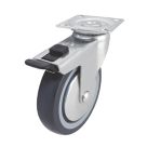 Essentials Heavy Duty TPR Braked Swivel Castor 100mm Grey