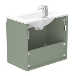 Newland  Double Door Wall-Mounted Vanity Unit with Basin Matt Sage Green 600mm x 370mm x 540mm