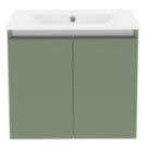 Newland  Double Door Wall-Mounted Vanity Unit with Basin Matt Sage Green 600mm x 370mm x 540mm