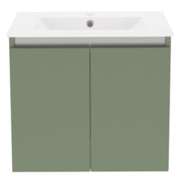 Newland  Double Door Wall-Mounted Vanity Unit with Basin Matt Sage Green 600mm x 370mm x 540mm