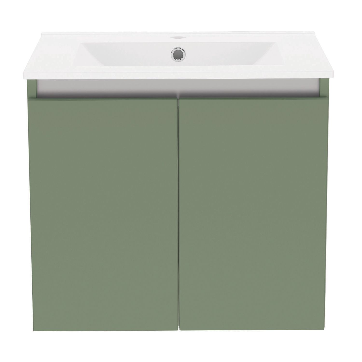 Newland Double Door Wall-Mounted Vanity Unit with Basin Matt Sage Green 600mm x 370mm x 540mm (986RN)