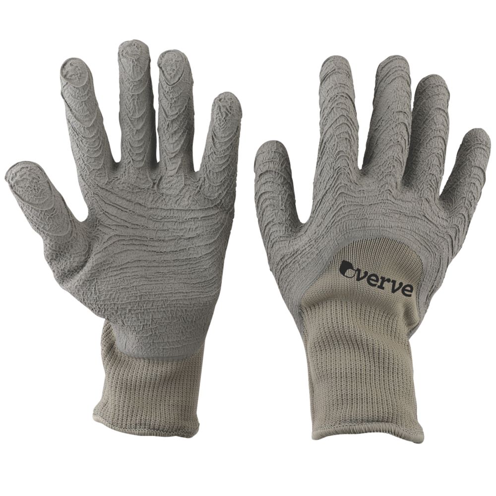 Verve Polyester Gardening Gloves Khaki Large - Screwfix