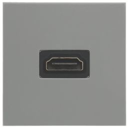 British General  Single Modular HDMI Outlet Grey with Black Inserts