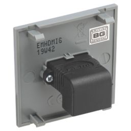 British General  Single Modular HDMI Outlet Grey with Black Inserts
