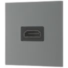 British General  Single Modular HDMI Outlet Grey with Black Inserts