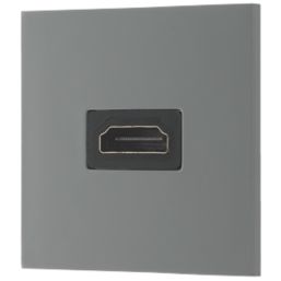 British General  Single Modular HDMI Outlet Grey with Black Inserts