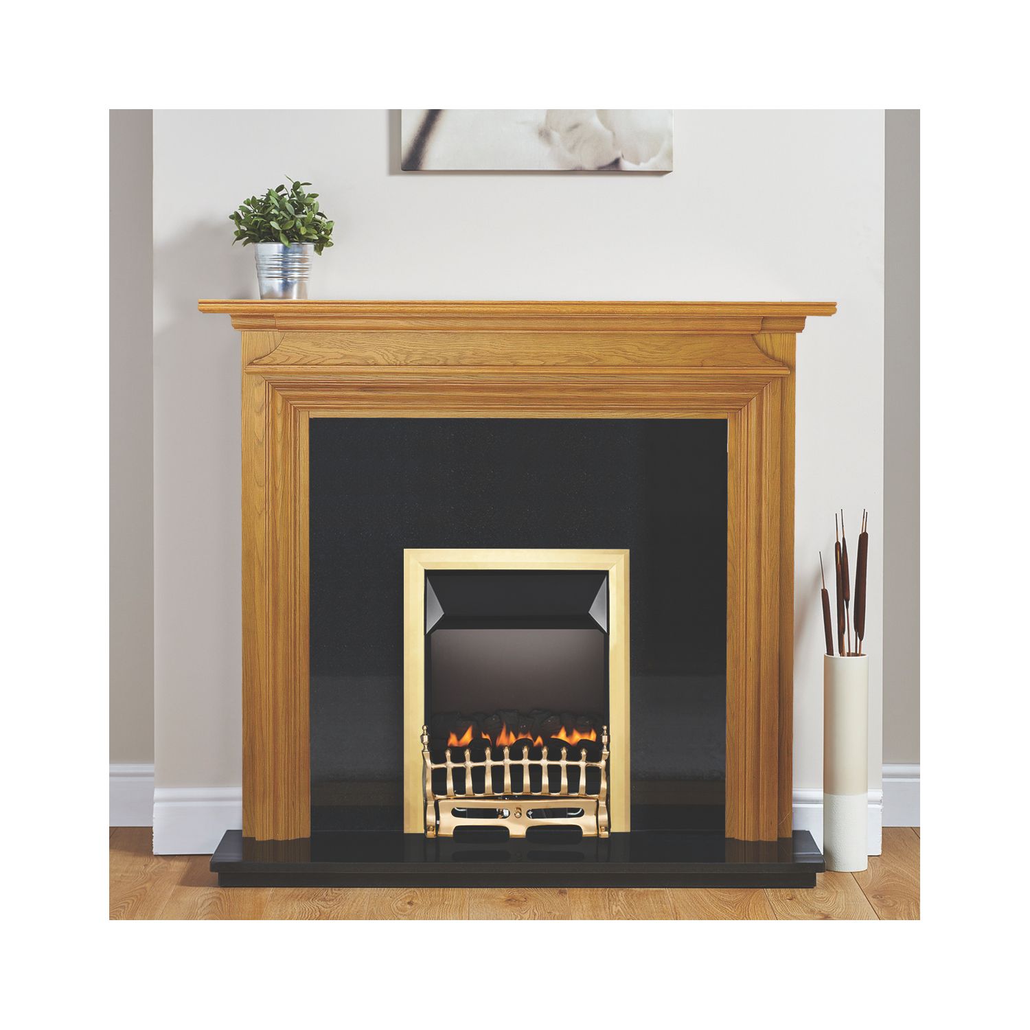 Focal Point Blenheim Brass Rotary Control Gas Inset Flueless Fire 497mm x 620mm (98777)