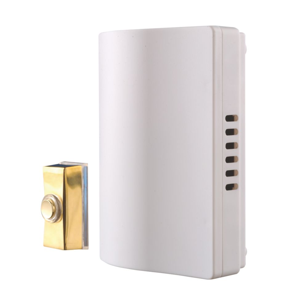 Byron Wall-Mounted Doorbell Kit with Bell Push Brass - Screwfix