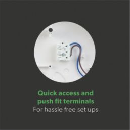 4lite KUDO Indoor & Outdoor Maintained Emergency Round LED Emergency Wall/Ceiling Light Bulkhead with Microwave Sensor Chrome  18W 1700lm