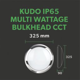4lite KUDO Indoor & Outdoor Maintained Emergency Round LED Emergency Wall/Ceiling Light Bulkhead with Microwave Sensor Chrome  18W 1700lm