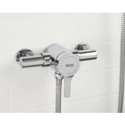 Bristan Onza HP/Combi Flexible Exposed Chrome-Plated Thermostatic Shower Valve with Riser Kit