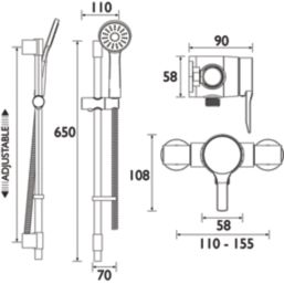 Bristan Onza HP/Combi Flexible Exposed Chrome-Plated Thermostatic Shower Valve with Riser Kit