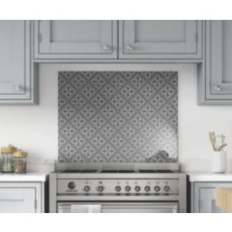 Laura Ashley Mr Jones Charcoal Self-Adhesive Glass Kitchen Splashback 900mm x 750mm x 6mm