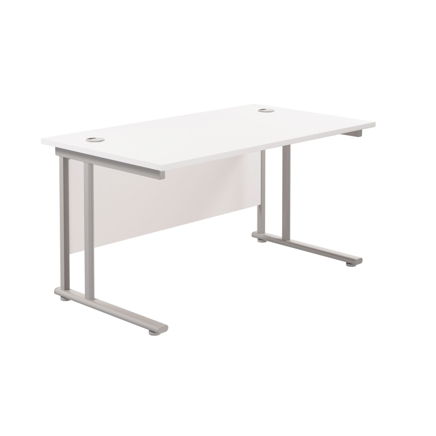 TC Group Aztec Twin Upright Rectangular Office Desk White/Silver 1200mm x 800mm (987TT)