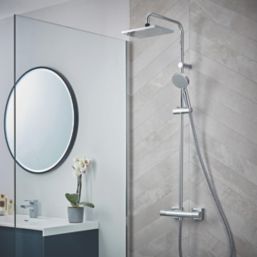 Hansgrohe Vernis Shape Showerpipe 230 HP Rear-Fed Exposed Chrome Thermostatic Mixer Shower Kit