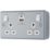 British General Metal Clad 13A 2-Gang SP Switched Metal Clad Socket + 3A 22W 2-Outlet Type A & C USB Charger with White Inserts