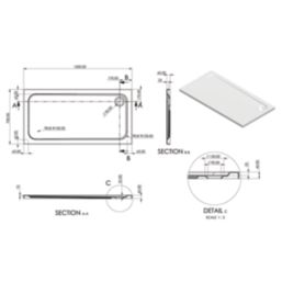 Essentials Rome Rectangular Shower Tray Gloss 1500mm x 700mm x 45mm