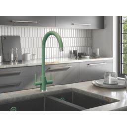 ETAL Sorrento Twin Lever Kitchen Mixer Tap Sage Green