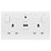 LAP  13A 2-Gang SP Switched Wi-Fi Extender + 2.1A 1-Outlet Type A USB Charger White
