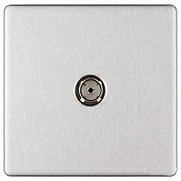 LAP  1-Gang Coaxial TV Socket Brushed Stainless Steel