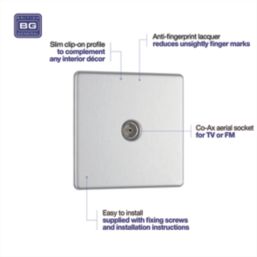 LAP  1-Gang Coaxial TV Socket Brushed Stainless Steel