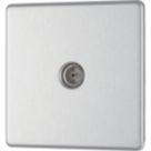 LAP  1-Gang Coaxial TV Socket Brushed Stainless Steel