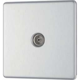 LAP  1-Gang Coaxial TV Socket Brushed Stainless Steel