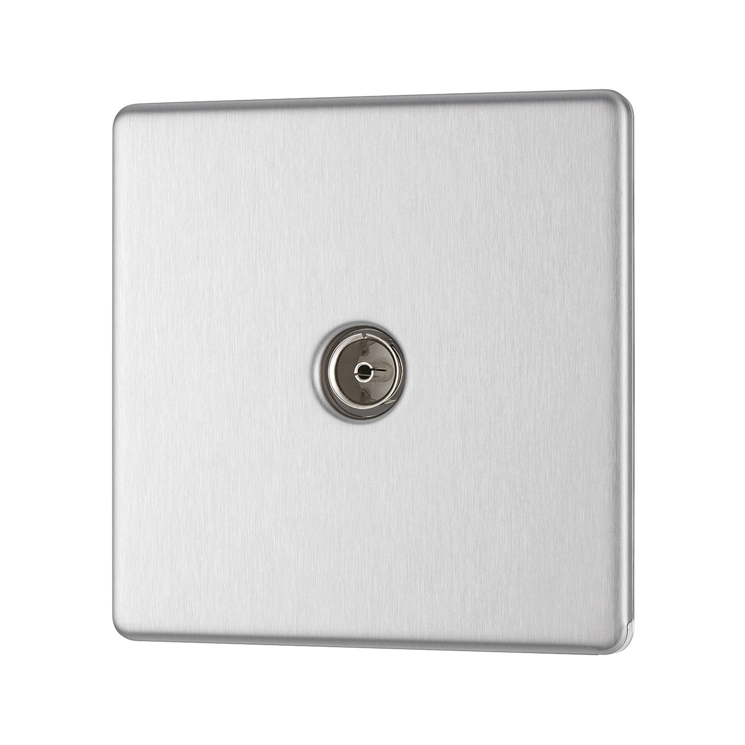 LAP 1-Gang Coaxial TV Socket Brushed Stainless Steel (988KJ)