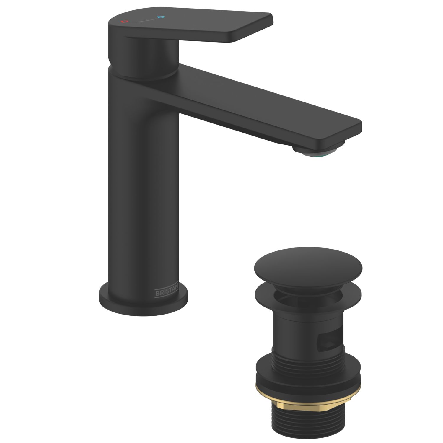 Bristan Frammento Black 170mm Standard Lever Mono Basin Mixer Tap With Clicker Waste (988KL)