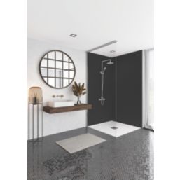 Splashwall Vertical Tile Bathroom Wall Panel Gloss Black 2440mm x 1220mm x 3mm