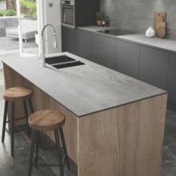 Wilsonart Zenith Woodstone Gris Matt Grey Stone Effect Compact Laminate Breakfast Bar 3000mm x 950mm x 12mm