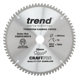 Trend CraftPro Wood/Chipboard/MDF Circular Saw Blade 260mm x 30mm 72T