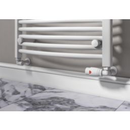 ETAL Danva 15mm x 1/2" Matt White Corner Modern Thermostatic Radiator Valve & Lockshield
