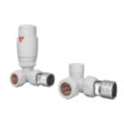 ETAL Danva 15mm x 1/2" Matt White Corner Modern Thermostatic Radiator Valve & Lockshield