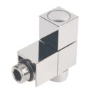 Cube 15mm x 1/2" Chrome Angled Designer Manual Radiator Valve Head & Body  2 Pack