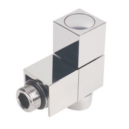 Cube 15mm x 1/2" Chrome Angled Designer Manual Radiator Valve Head & Body  2 Pack