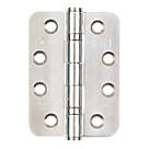 Smith & Locke  Polished Stainless Steel Grade 13 Fire Rated Radius Hinges 102x76mm 2 Pack
