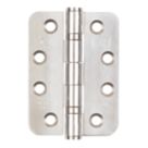 Smith & Locke  Polished Stainless Steel Grade 13 Fire Rated Radius Hinges 102mm x 76mm 2 Pack