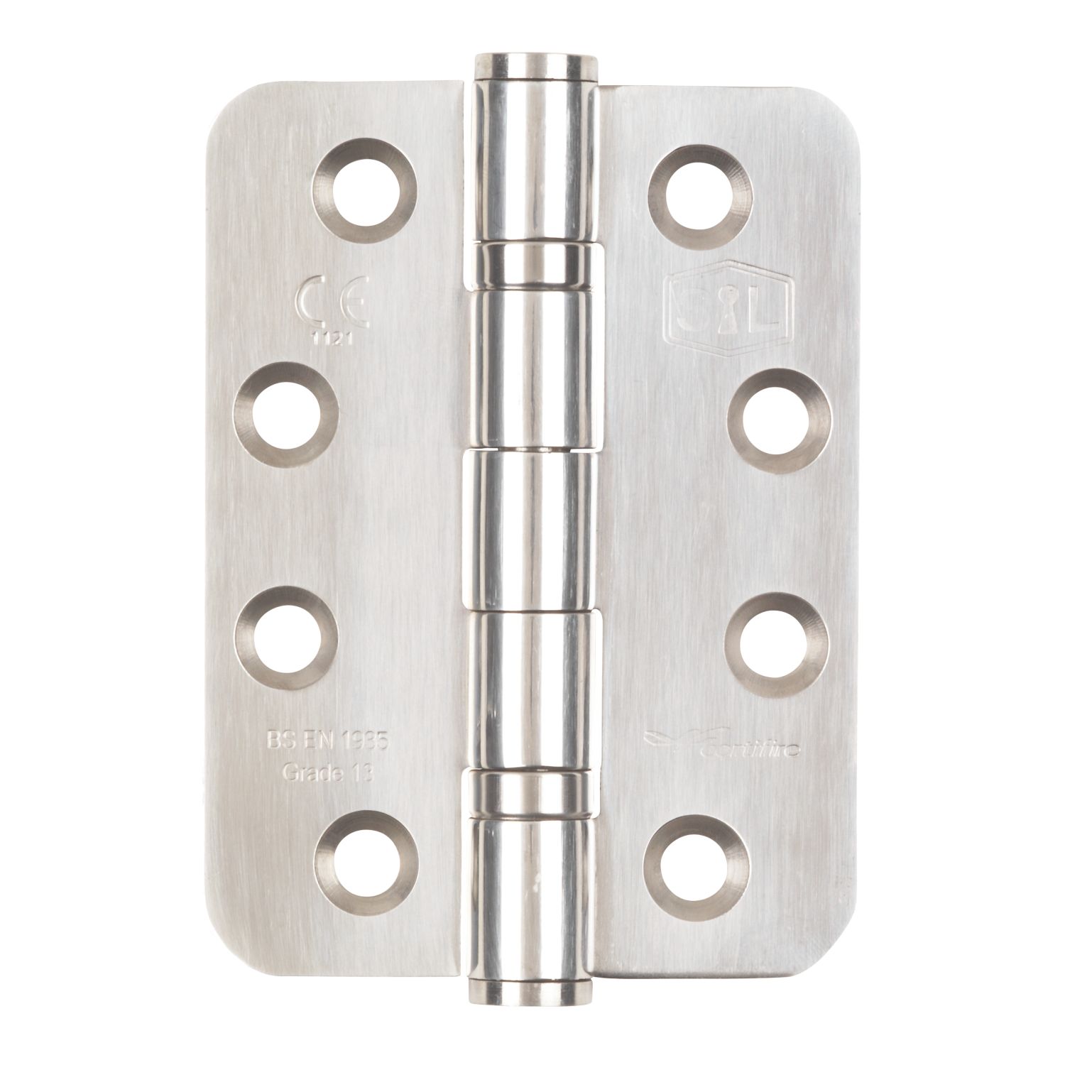 Smith & Locke Polished Stainless Steel Grade 13 Fire Rated Radius Hinges 102mm x 76mm 2 Pack (9893J)